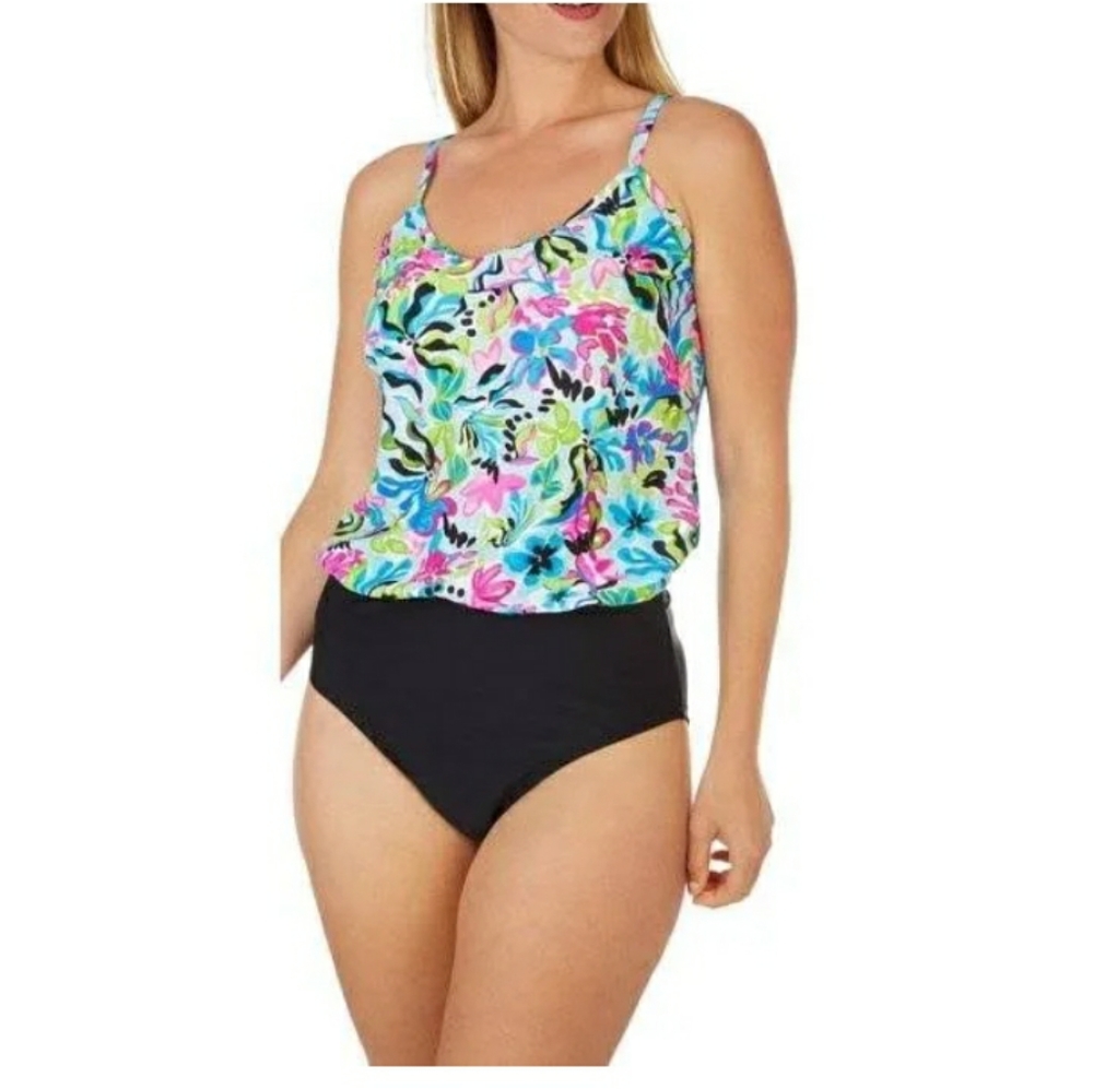 -SIZE 10 CARIBBEAN JOE BLOUSON 1 PIECE BATHINGSUIT. NWT